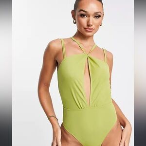 ASOS Olive Green Strappy Bodysuit Size Large